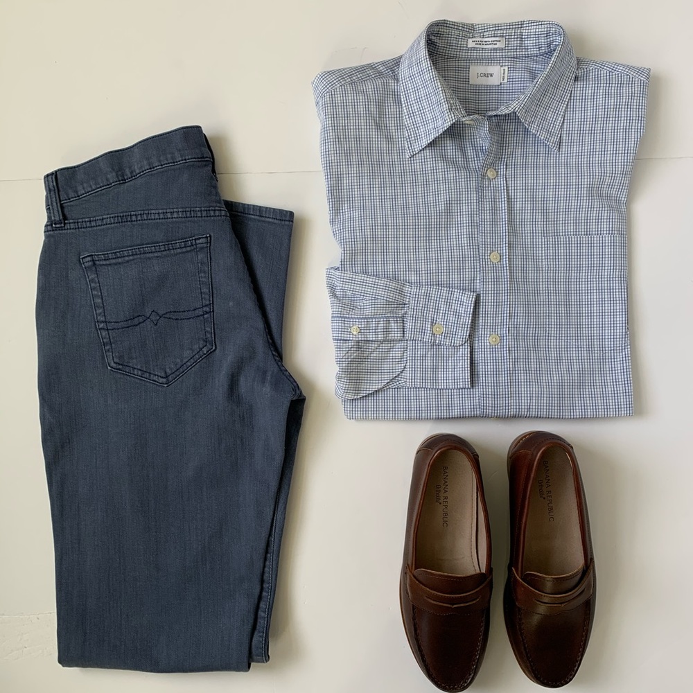 J. Crew Men’s Blue Plaid Collar Long Sleeve Shirt Size Medium